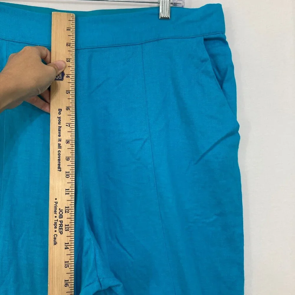 New DG2 by Diane Gilman size 1X Blue Wide Leg Linen Blend Soft Pull-on Pants‎